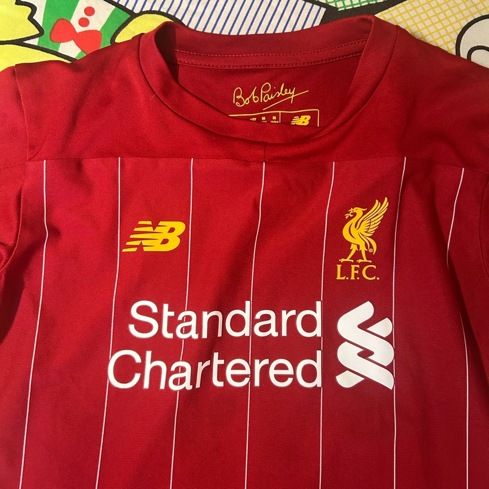 New Balance Kids' Red Liverpool FC Short-Sleeve Jersey with Yellow Accents
